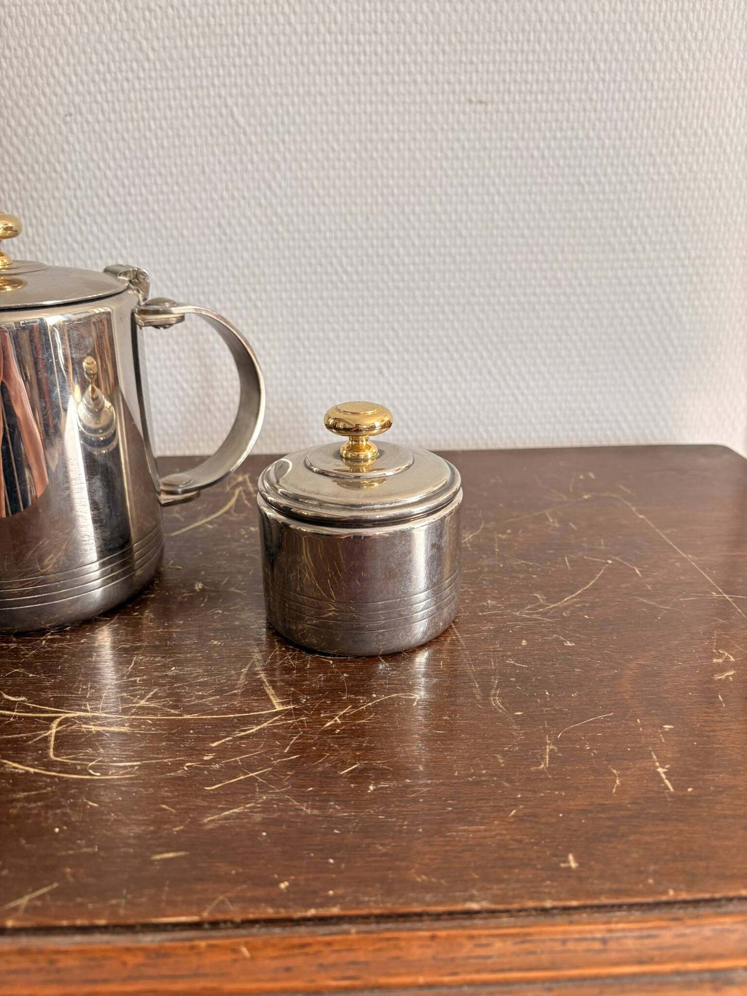 Antique Teapot Vintage Art Deco Silver-Plated Sugar Bowl