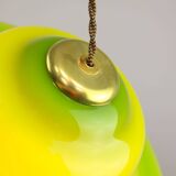 Mid-Century Italian Green Glass and Brass Pendant Lamp