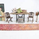 3x12 Red Orange Vintage Runner Rug, 89x373Cm