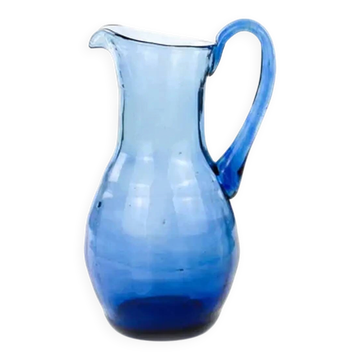 Jug, postmodernism, blue glass, Poland, 1970s