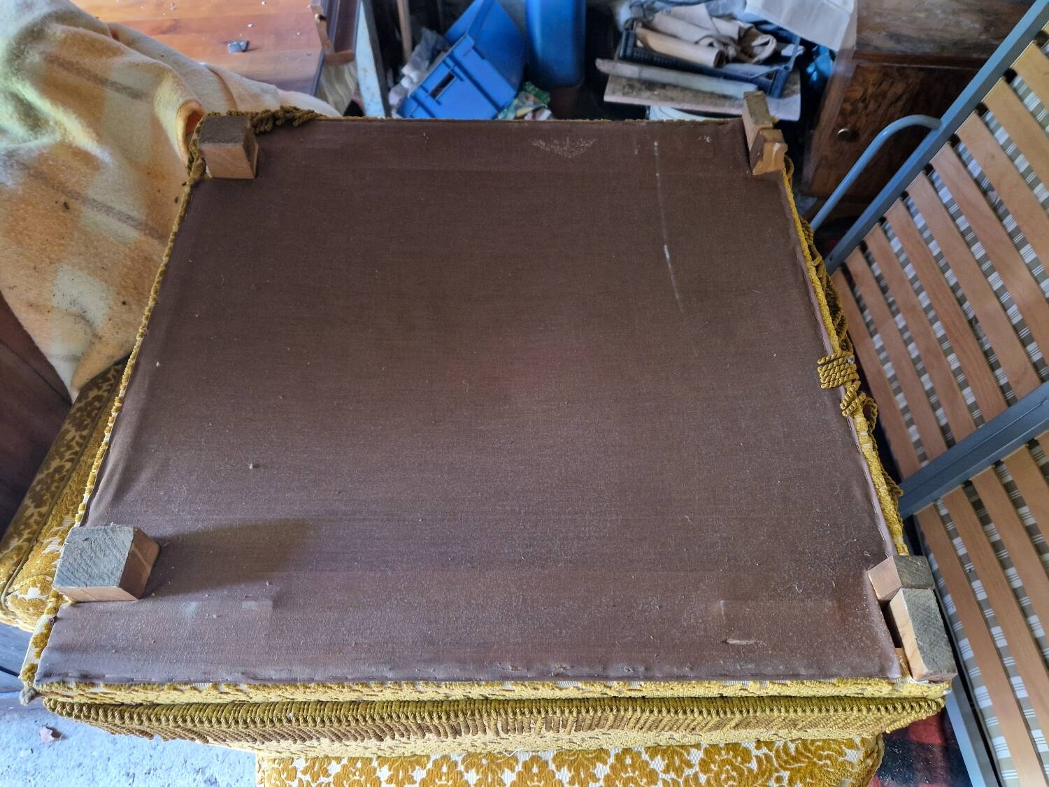 Pair of golden fringed armchairs