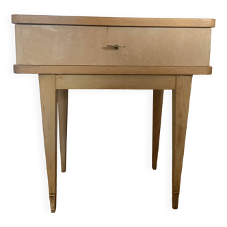 Vintage bedside table in blond wood