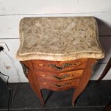 Louis XV style curved bedside table in marquetry