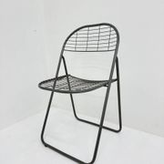 Niels Gammelgaard for Ikea grey wire metal folding chair, 1970s
