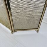 Fire screen, fireplace spark guard, minimalist, solid brass, 1970