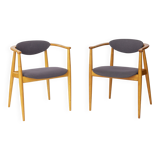 Pair of Mid-Century Armchairs, 1960s–70s German Vintage, Beech Wood