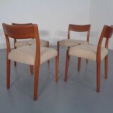 Danish Solid Teak Dining Chairs, 1960s, Set of 4
