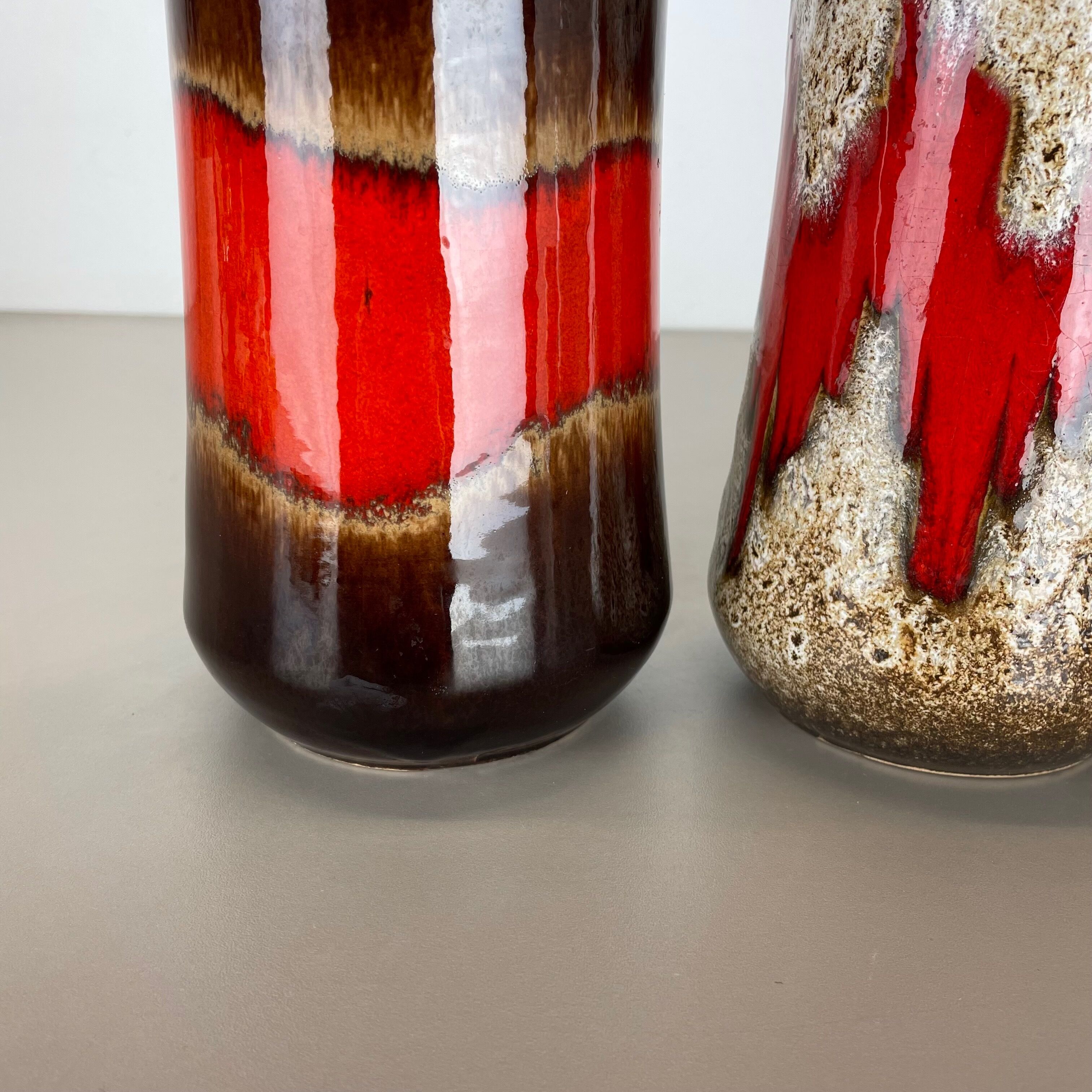 Set of three Vintage Pottery Fat Lava Vases Made by Scheurich, Germany, 1970s