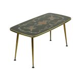 Fifties Rockabilly Coffee Table Glass Conical Golden Legs 90cm