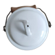 Pot à lait vintage en tôle émaillée
