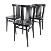 3 chaises bistrot en bois courbé de style viennois, années 60