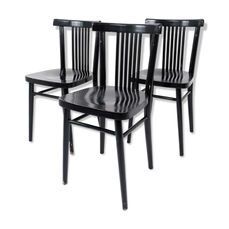 3 chaises bistrot en bois courbé de style viennois, années 60