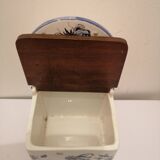 Vintage ceramic and wood salt box