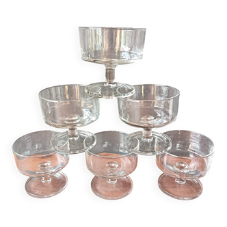 6 champagne coupes Cavalier 15 cl Luminarc model "Suède" vintage
