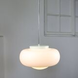 Mid-century italian chrome and opaline pendant lamp