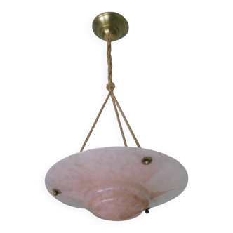 Suspension with Gradient Pink Shade and Braided Rope, 1940s