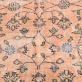 7x10 Soft Pastel Orange Handmade Floral Turkish Vintage Rug