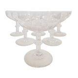 6 champagne glasses in Saint Louis crystal, Talma model, 1930