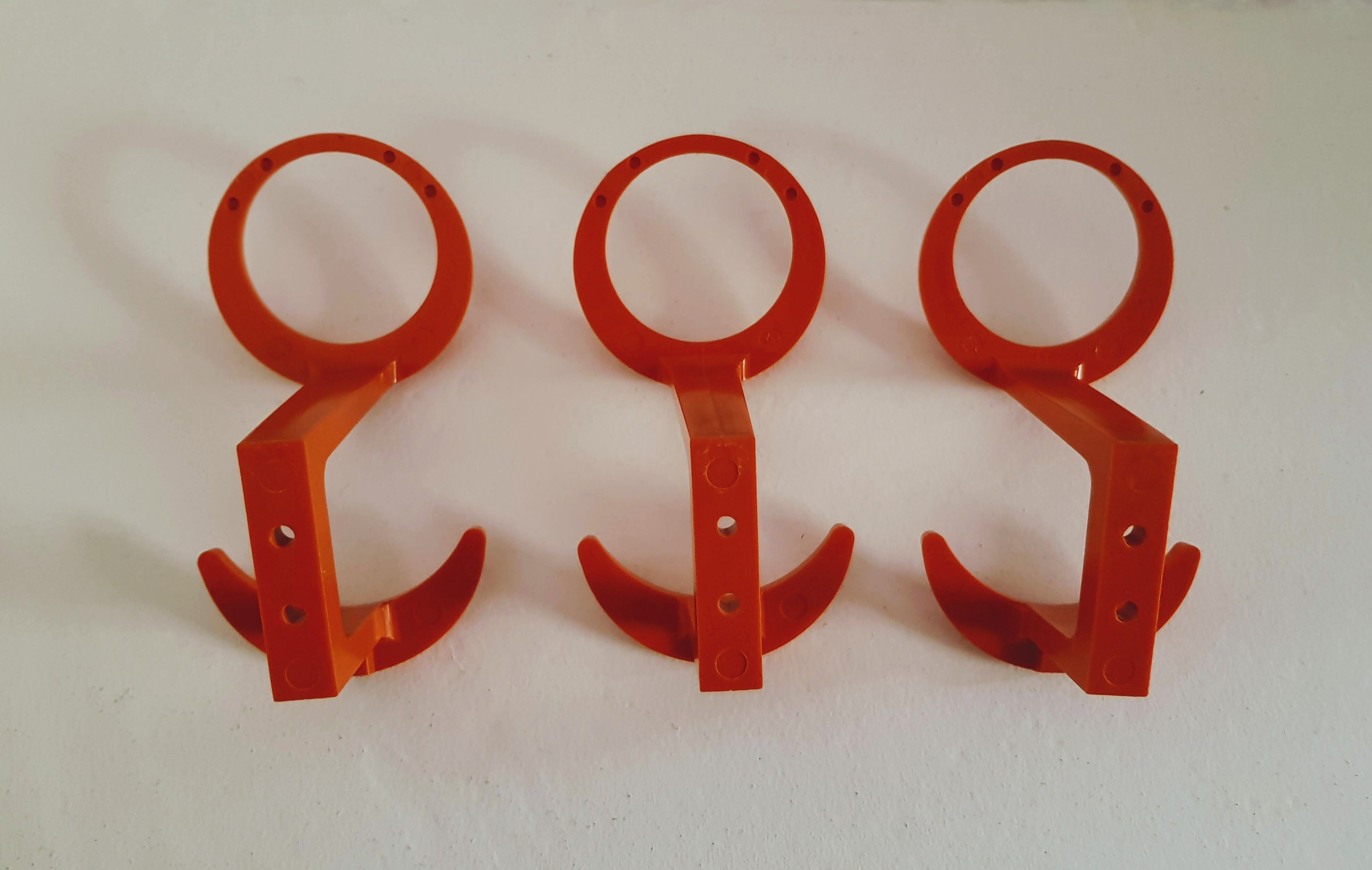 Set of Three Space Age Plastic Orange Wall Hooks by KM Austria, 1960s