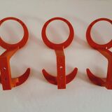 Set of Three Space Age Plastic Orange Wall Hooks by KM Austria, 1960s