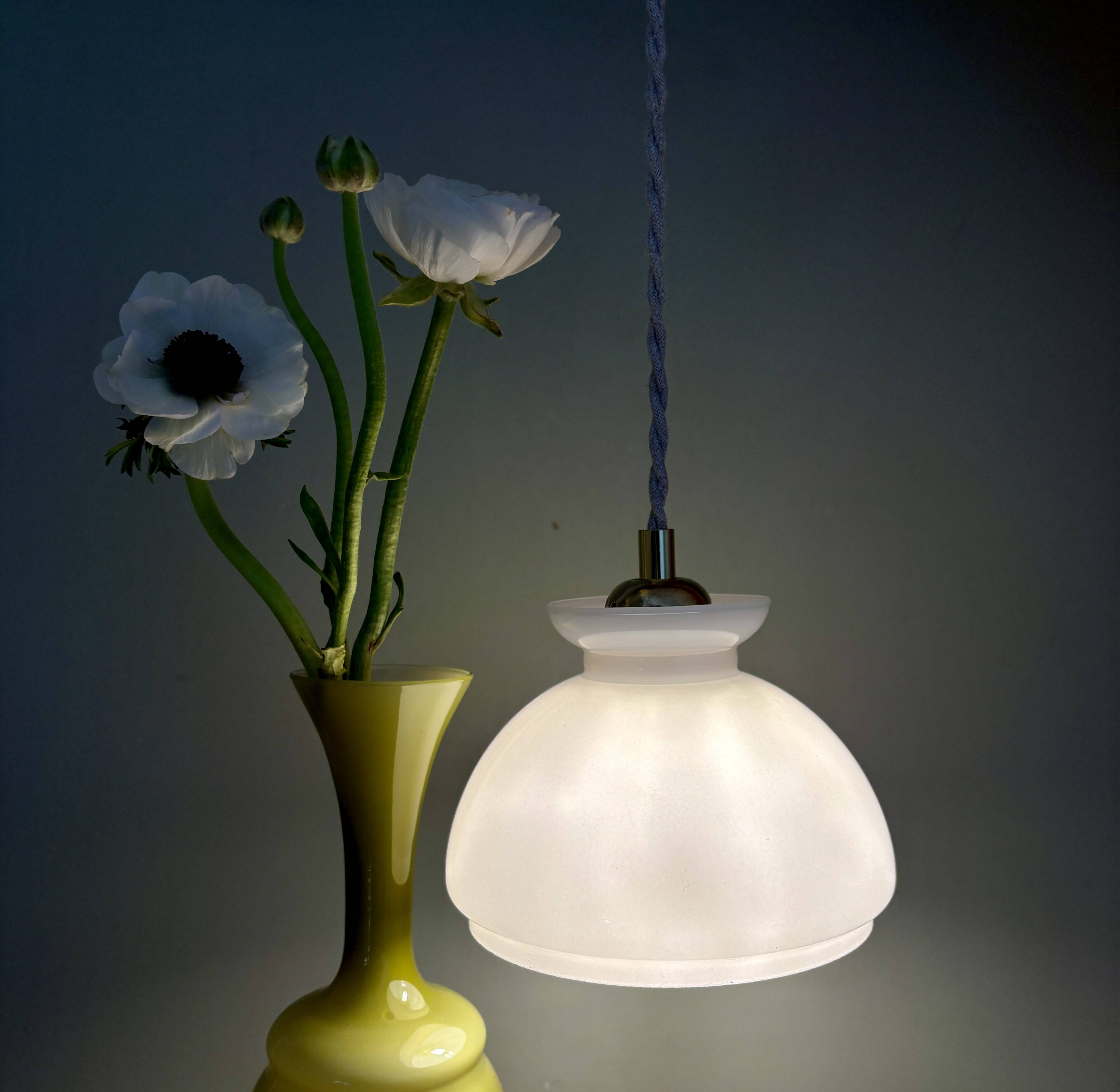Vintage white opaline lampshade pendant light