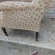 Old Napoleon lll toad armchair  with wheels