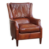 Armchair Made from Cognac-Colored Cowhide Leather