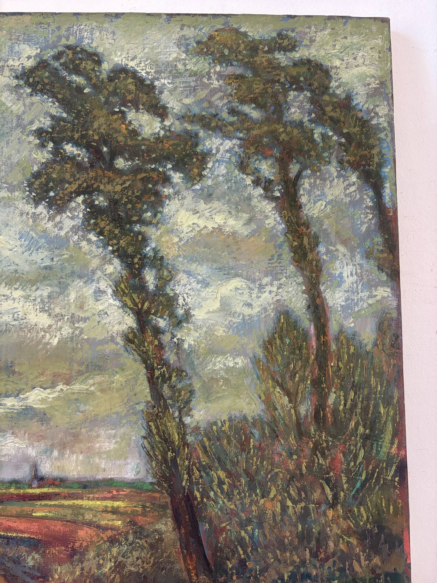 Sous un ciel d’orage, huile sur toile signée