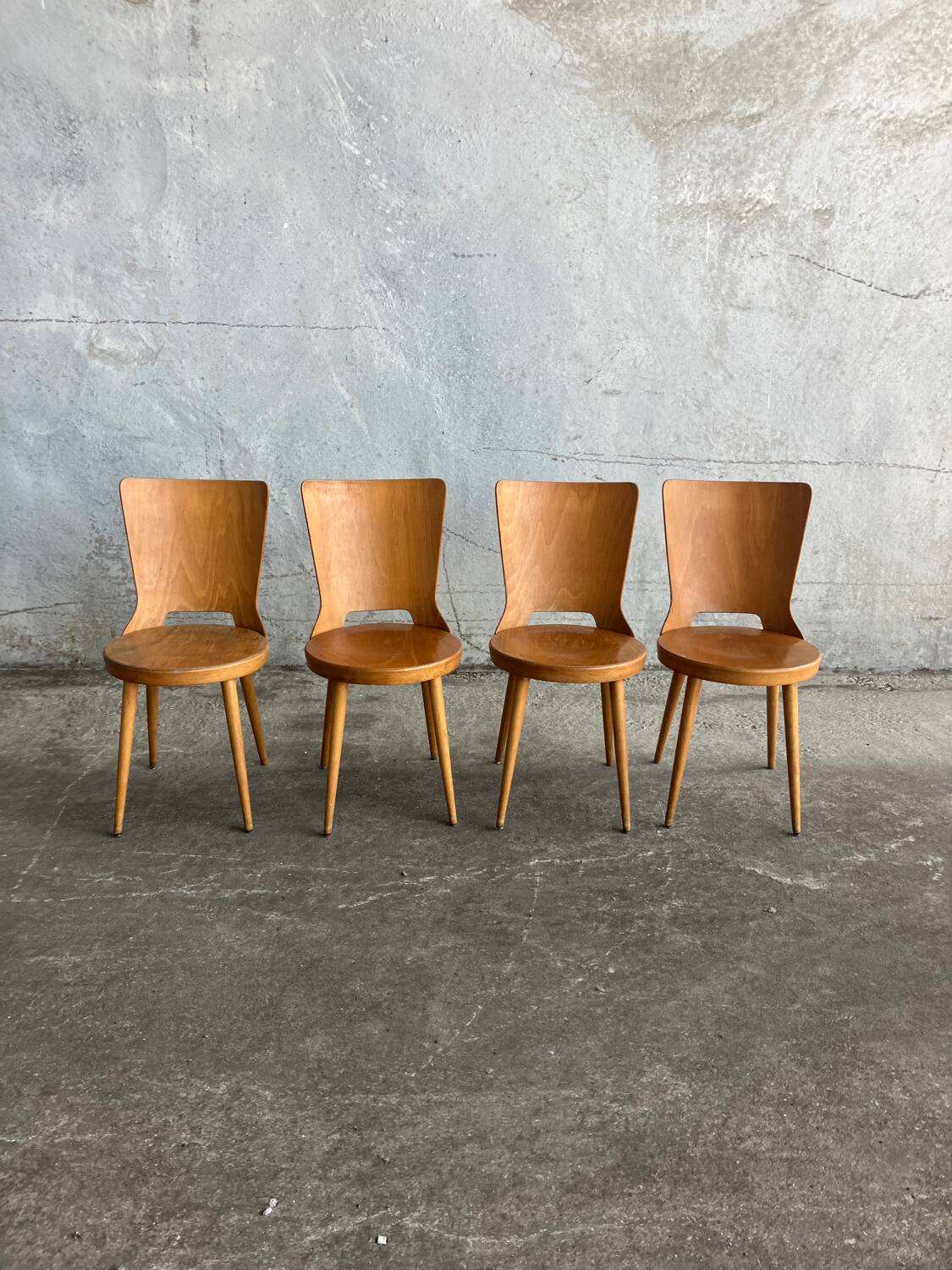 Set of 4 Baumann bistro chairs, 1960s