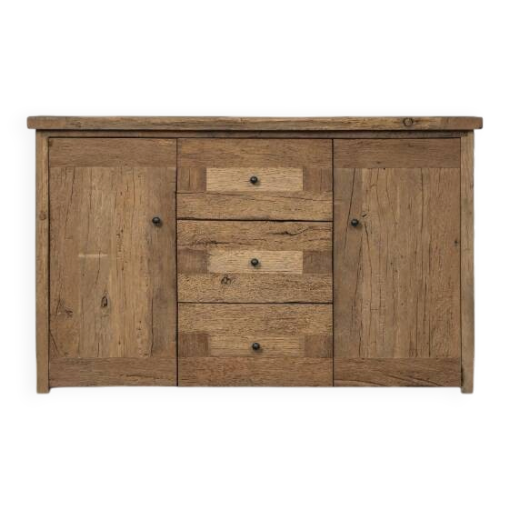 Chest of drawers made from solid 19th-century oak, handcrafted from reclaim