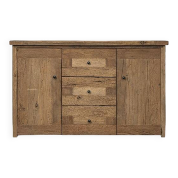 Chest of drawers made from solid 19th-century oak, handcrafted from reclaim