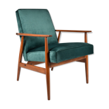 Vintage armchair "Fox" - designer H. Lis, 1970s, green bottle velvet