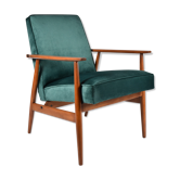 Vintage armchair "Fox" - designer H. Lis, 1970s, green bottle velvet