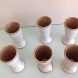 Suite of six mazagrans in grey-beige / vintage ceramic 70s-80s