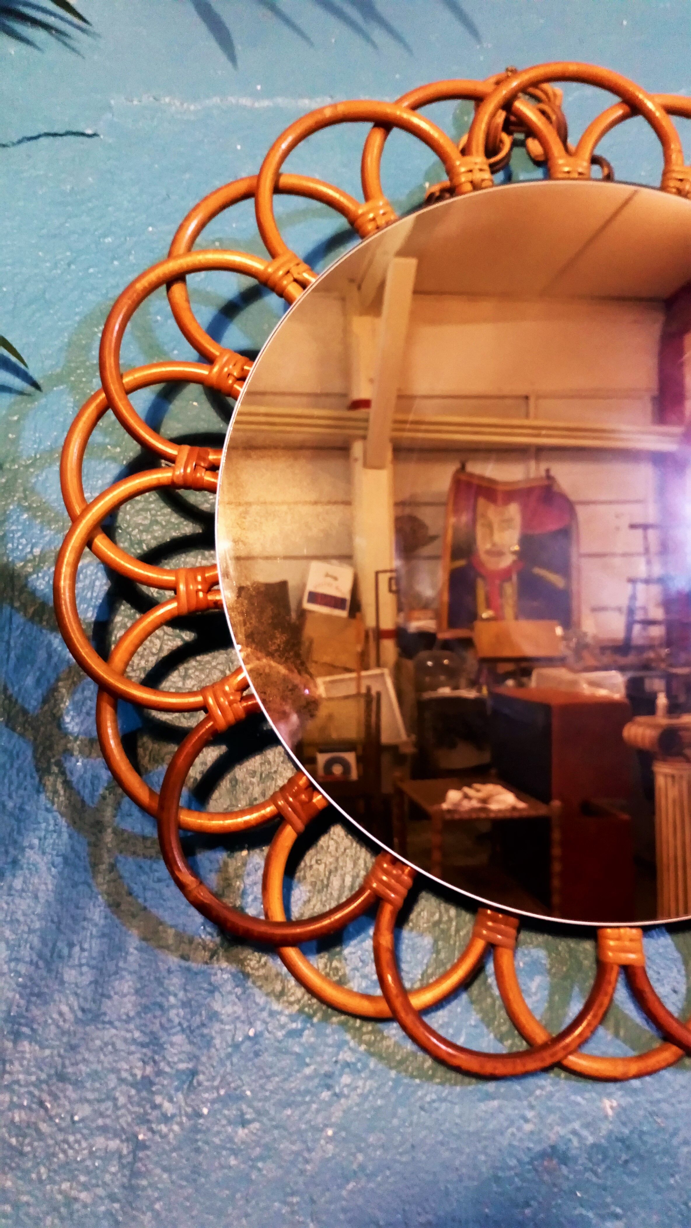 Rattan wall mirror "sun" 1960s