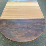 Extendable round dining table with central leg, renovated in raw wood, 20th century