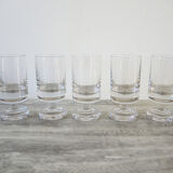 5 old transparent design stemmed glasses