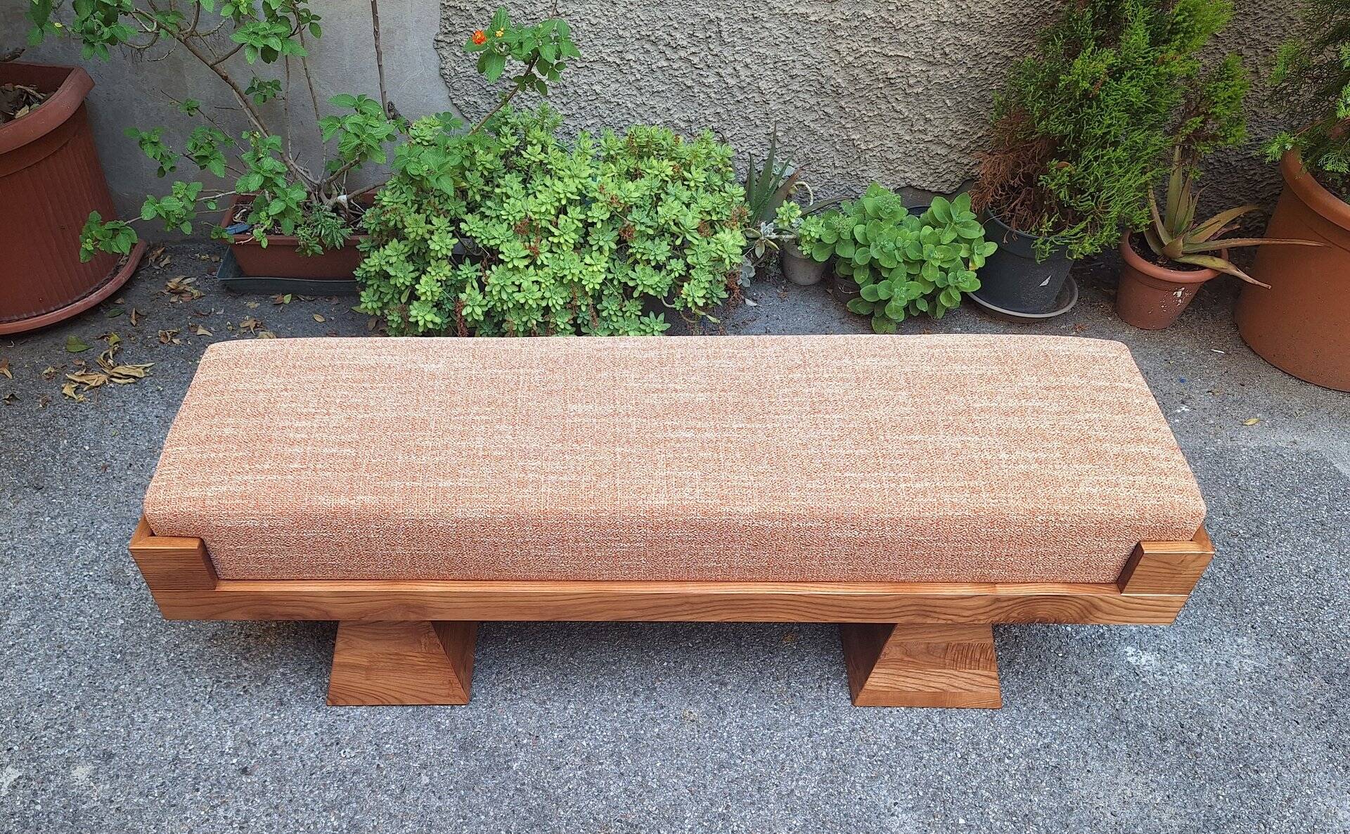 Bench with Pyramid Legs and Stain-Resistant Multi-Color Fabric from Artigianato Italiano, 2000s