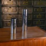 Pair of chrome-plated metal vases, 1960s