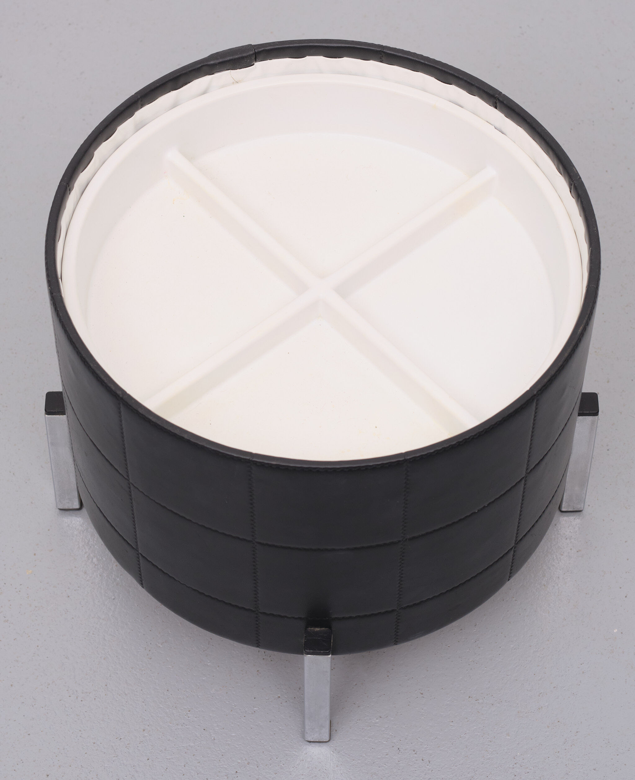 Black Faux Leather Sewing Stool, 1960s