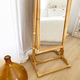 Vintage bamboo psyche mirror