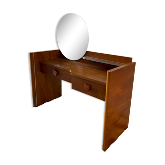 Teak dressing table, round mirror