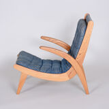 Paire de fauteuils bleus conçus par Jan Vaněk dans les années 1950. Ash.