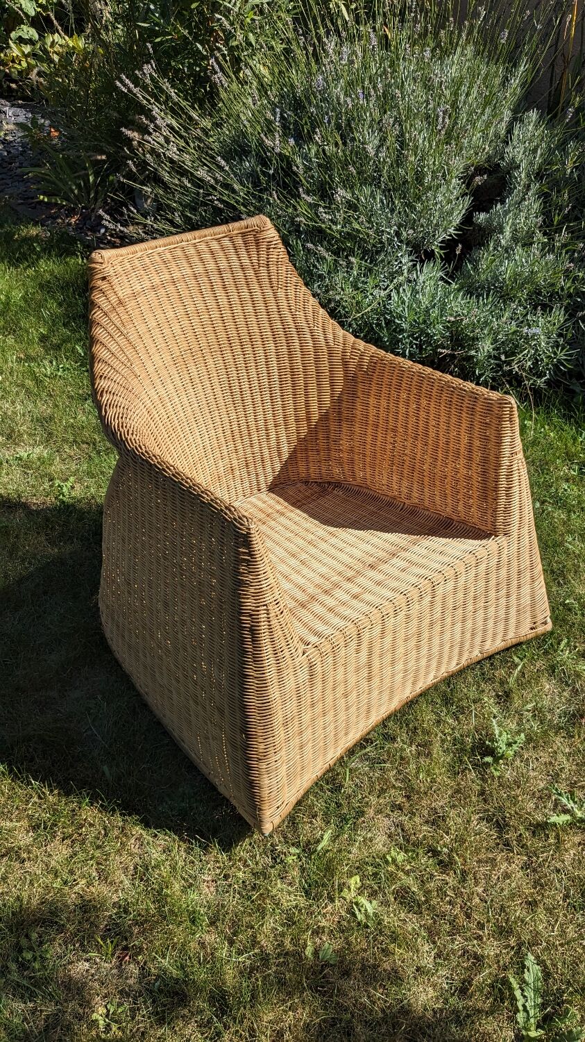 Wicker and rattan rocking chair