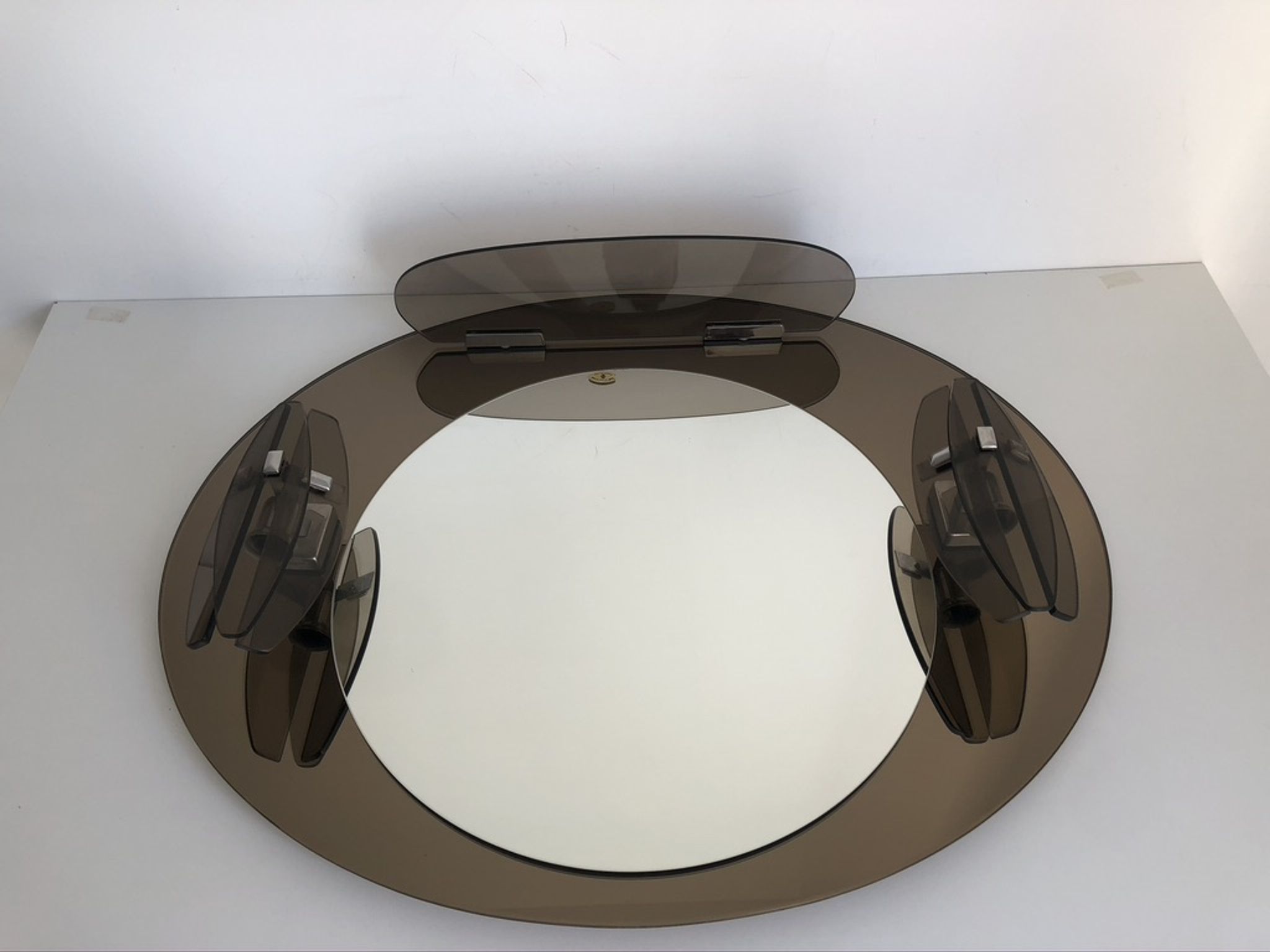 Lupi Crystal Luxor Mirror with 2 integrated wall lights and shelf