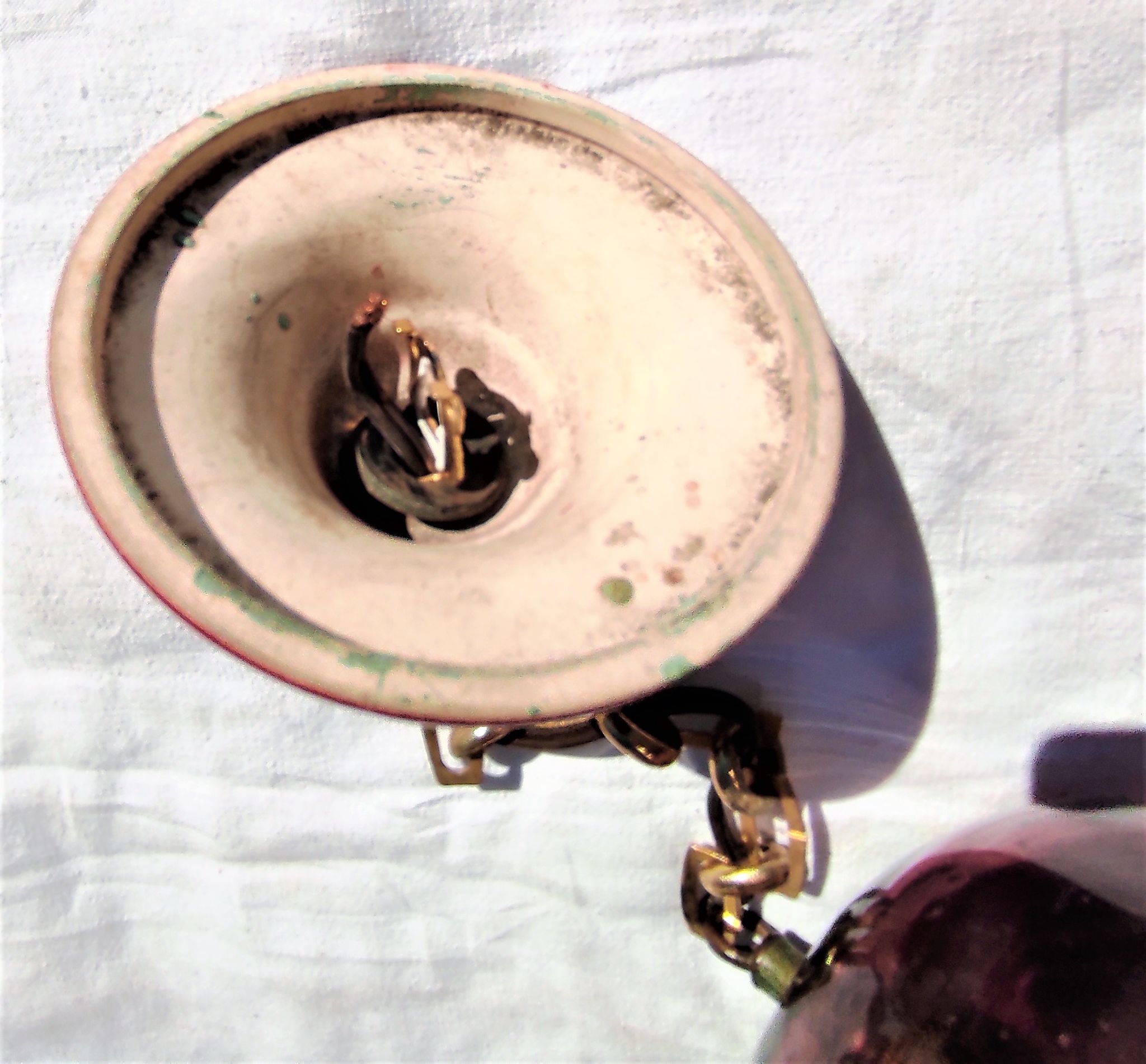 Bubble glass pendant light with engraved inscription of the town of Biot circa 1950