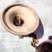 Bubble glass pendant light with engraved inscription of the town of Biot circa 1950