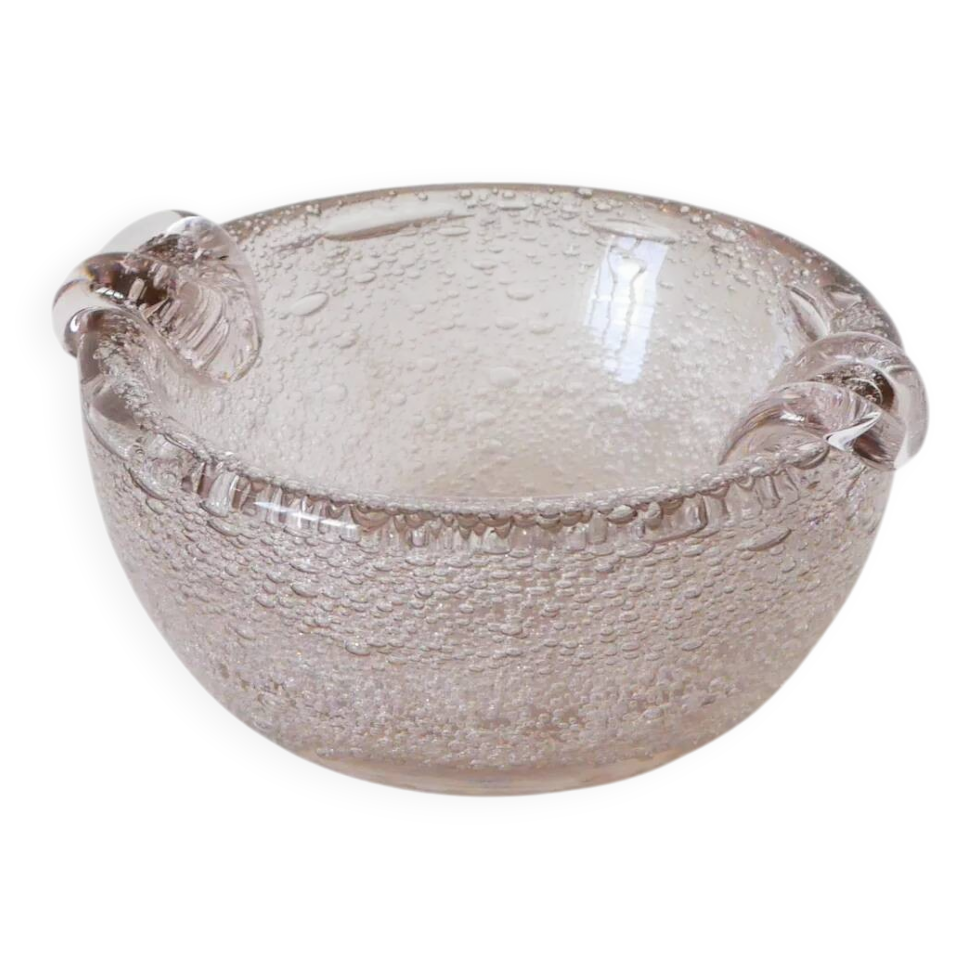 Bubble glass ashtray from Biot, pink, 1960