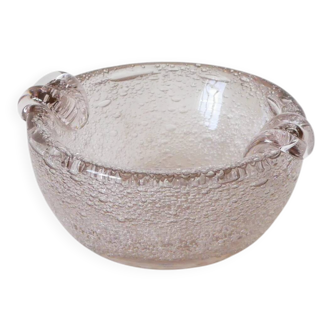 Bubble glass ashtray from Biot, pink, 1960