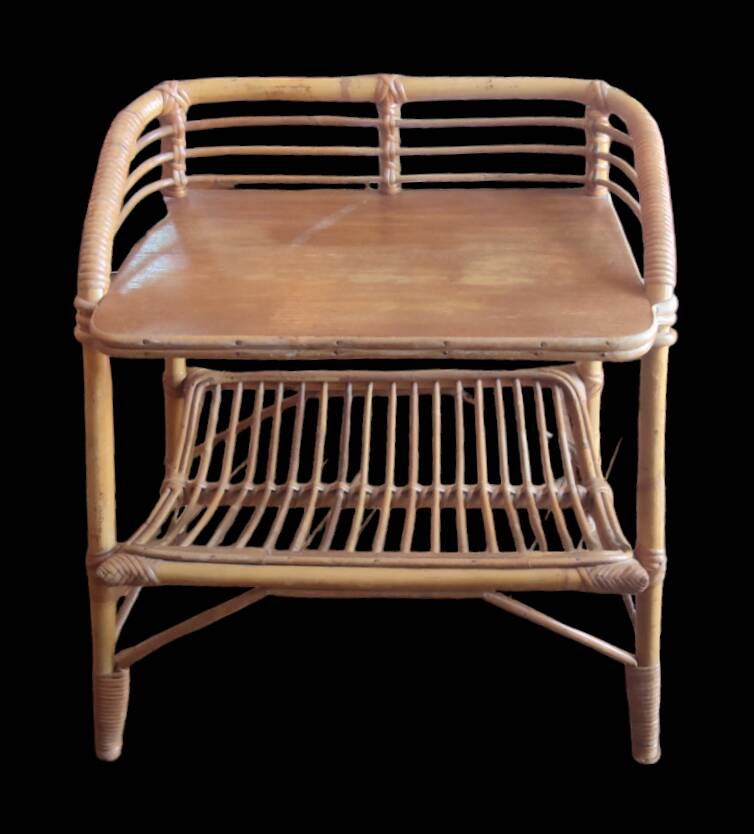 Petit meuble table d appoint vintage en rotin